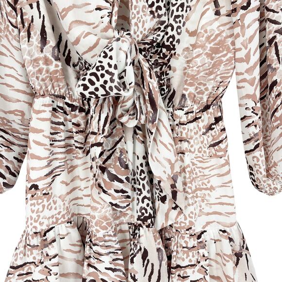 Buddy Love Sadie Tie Front Ruffle Dress Size Small Animal Print - Picture 4 of 8